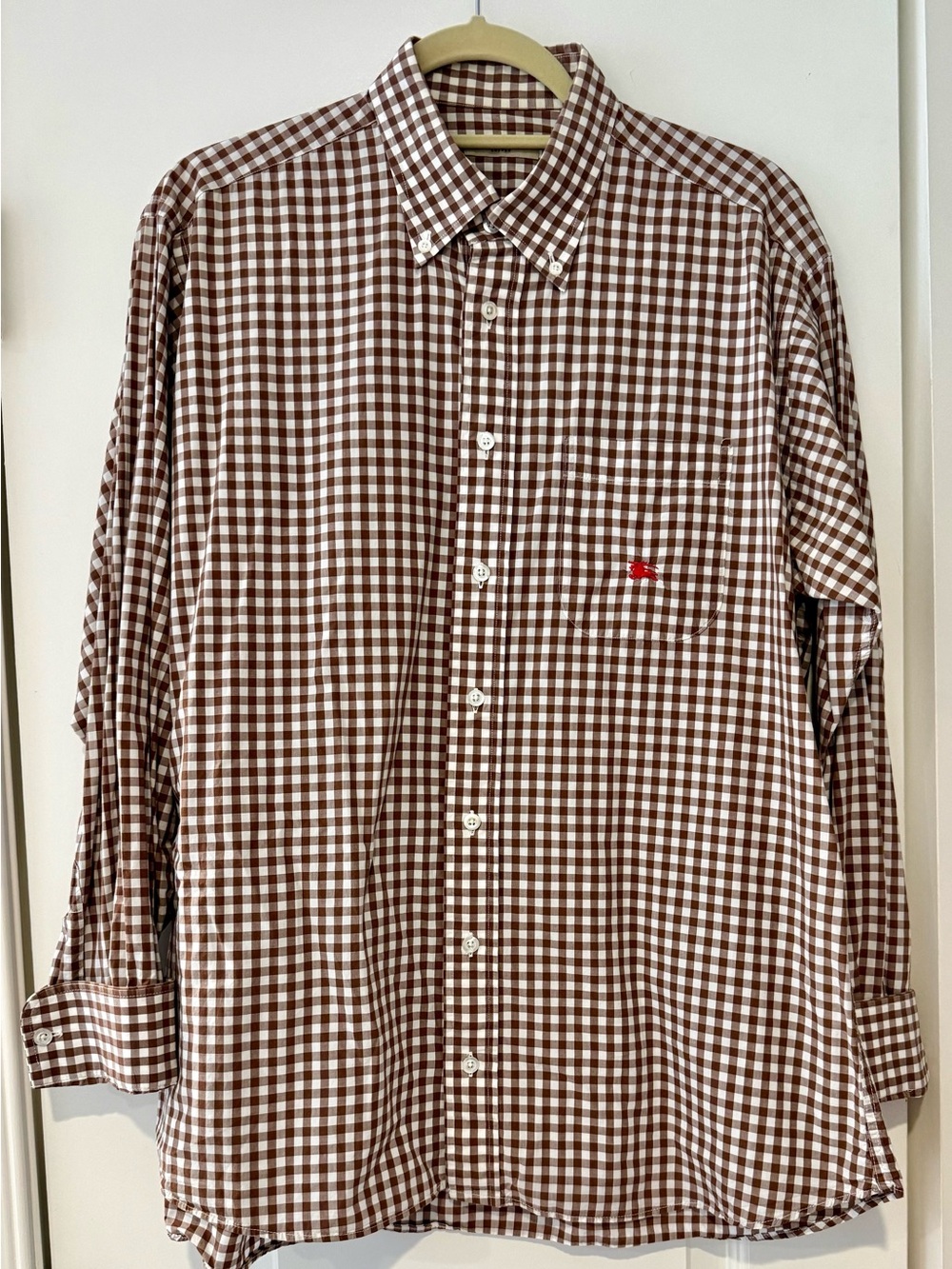 Burberry London Brown Gingham Button Down Shirt L